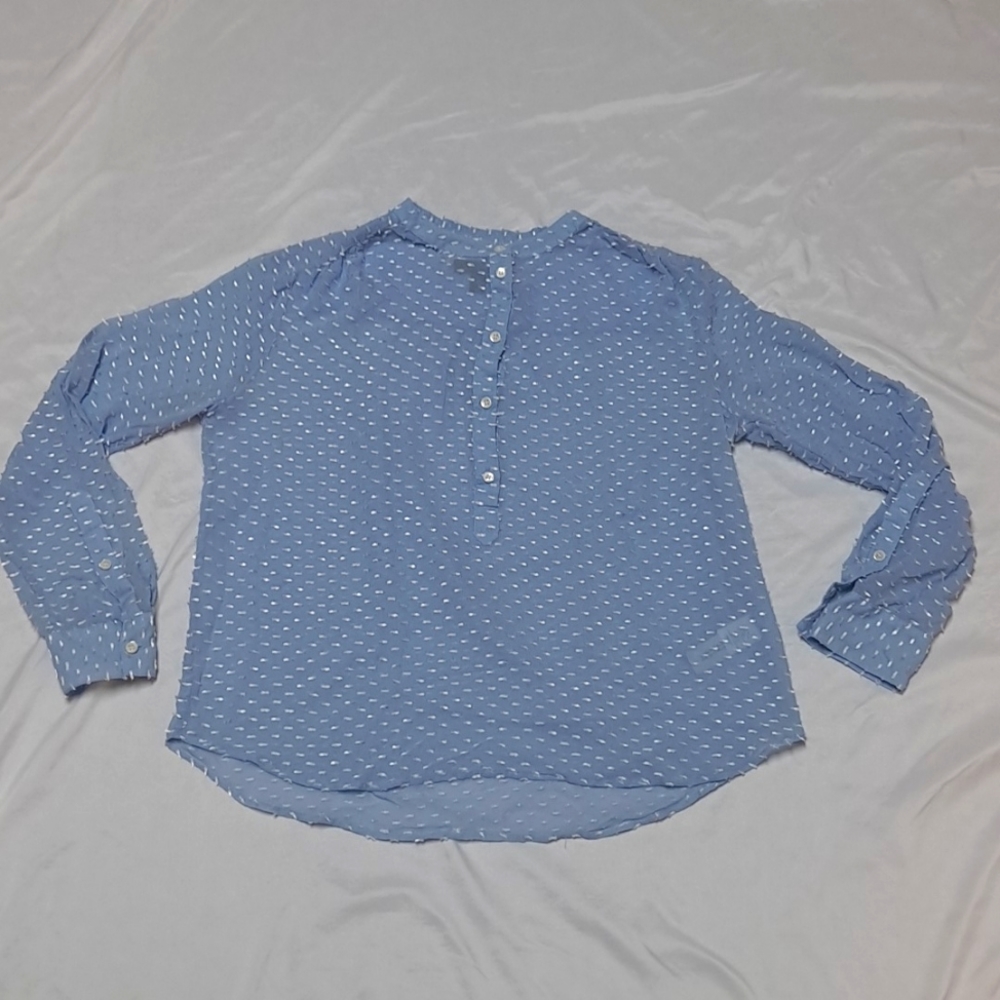 J. Crew Sheer Silk Blend Textured Tuffs Pop Over Blouse